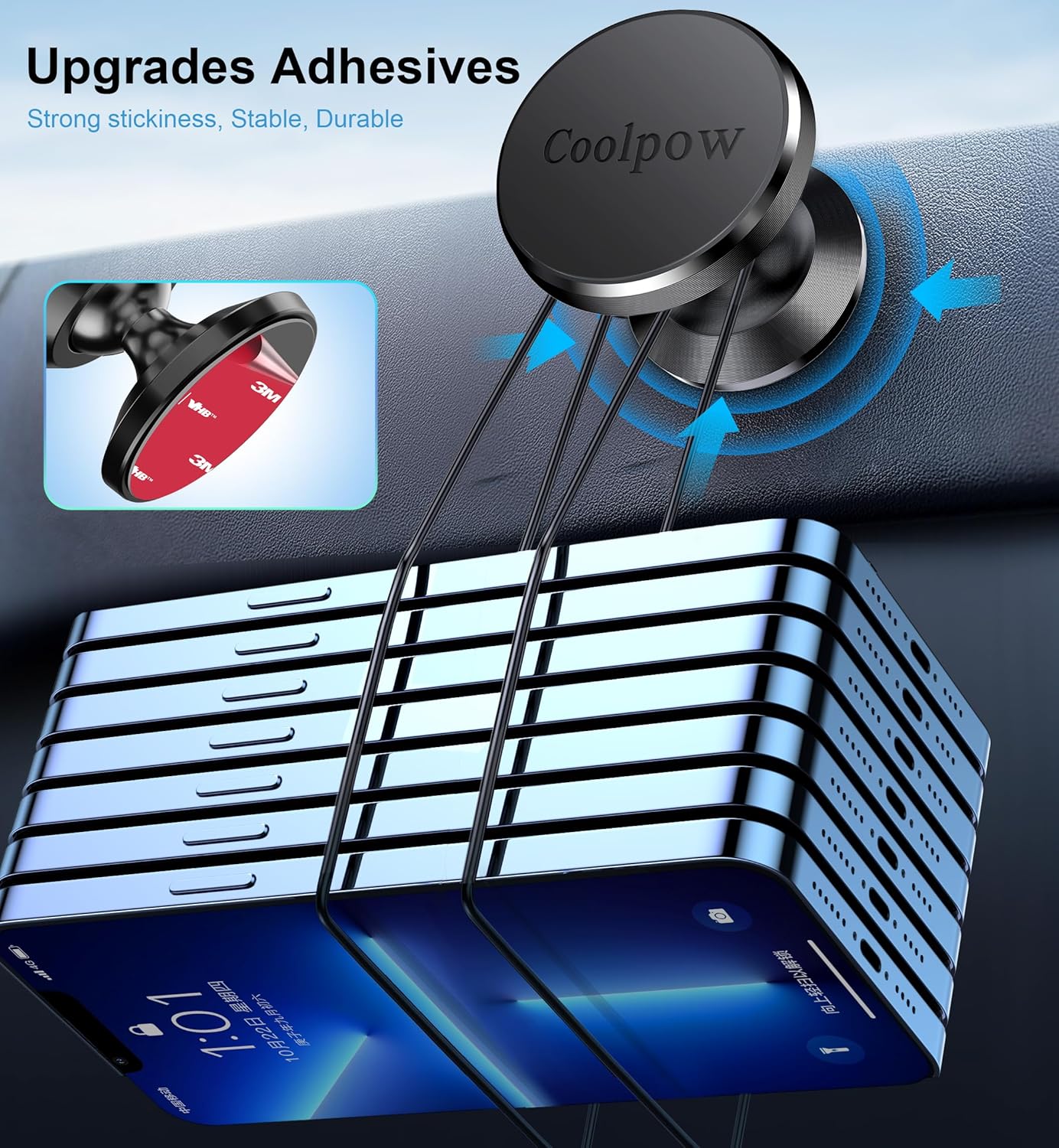 【2 Packs Magnetic Phone Holder for Car【Strong Magnet】 Phone Holders for Your Car Phone Holder Mount【4 Metal Plate】
