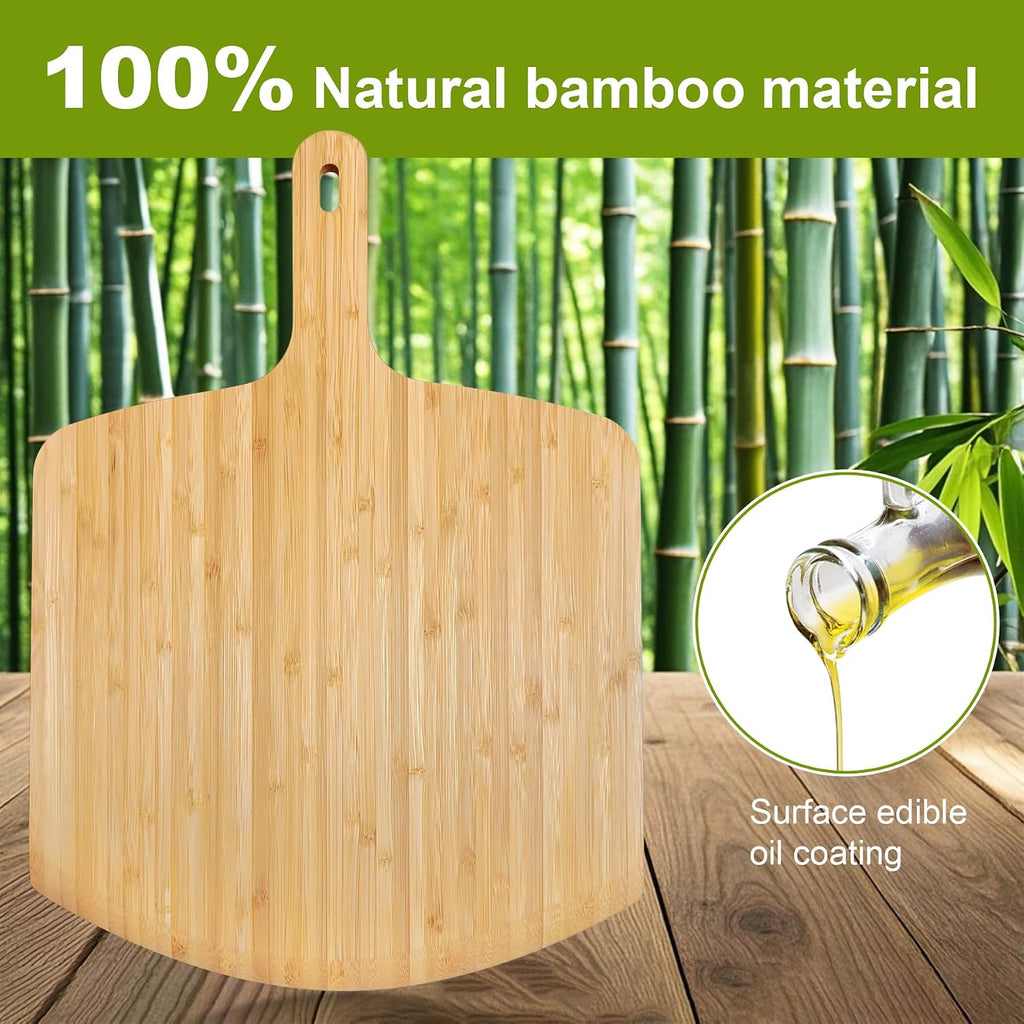Pizza Peel 12 inch 2pack Bamboo Wood Pre Paddle Spatula Turner for Oven