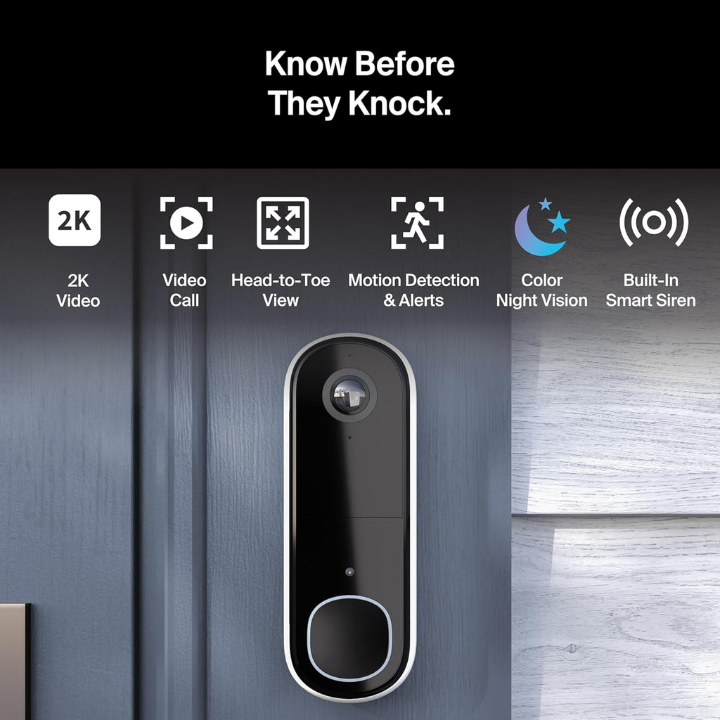 Video Doorbell 2K (2nd Gen, Latest Release), Wireless or Wired, Package Detection, Person & Vehicle Recognition