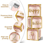 3Pcs 2nd Birthday Decorations Balloon Gift Boxes for Girls