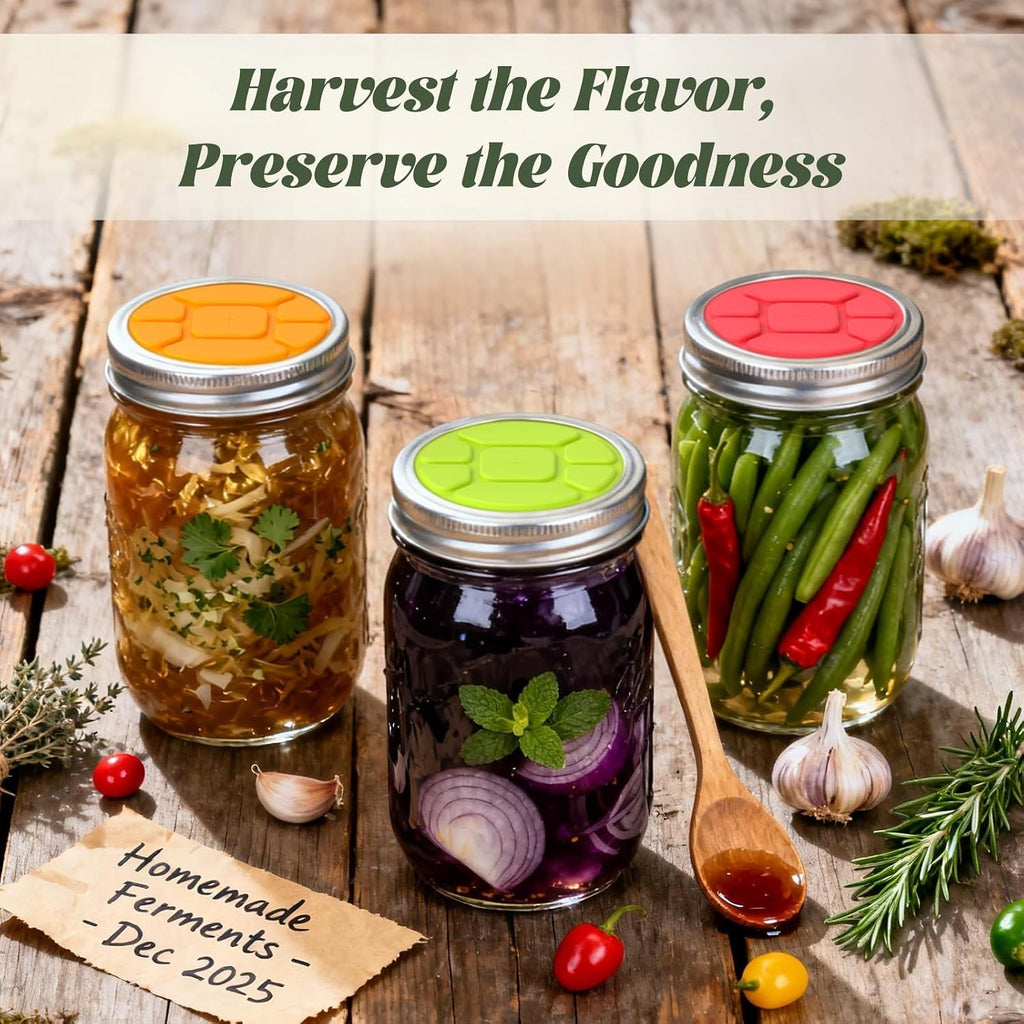 Garden to Jar Fermenting: 3-Pack Wide Mouth Fermentation Lids (86mm) for Ball & Kerr Mason Jars | Self-Burping