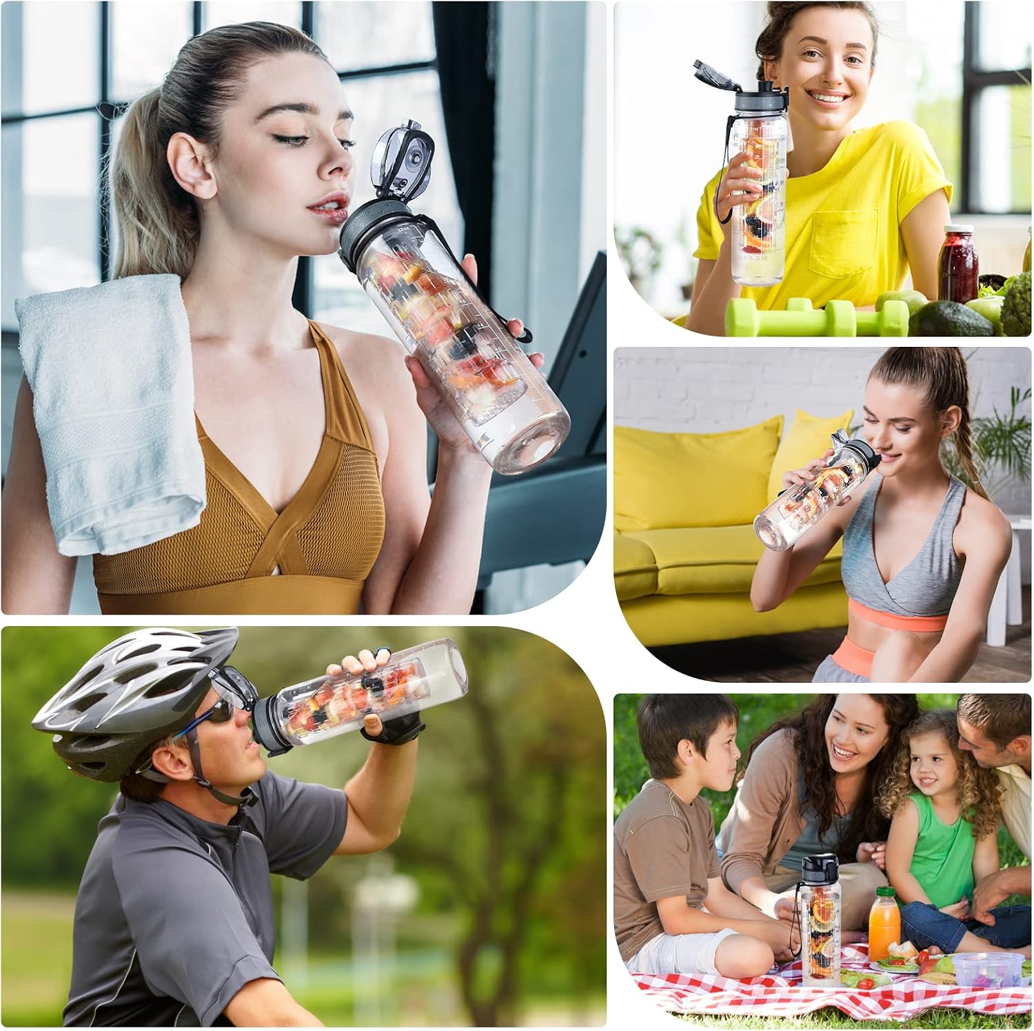 32 OZ Fruit Infuser Water Bottle, Clear | Time Maker