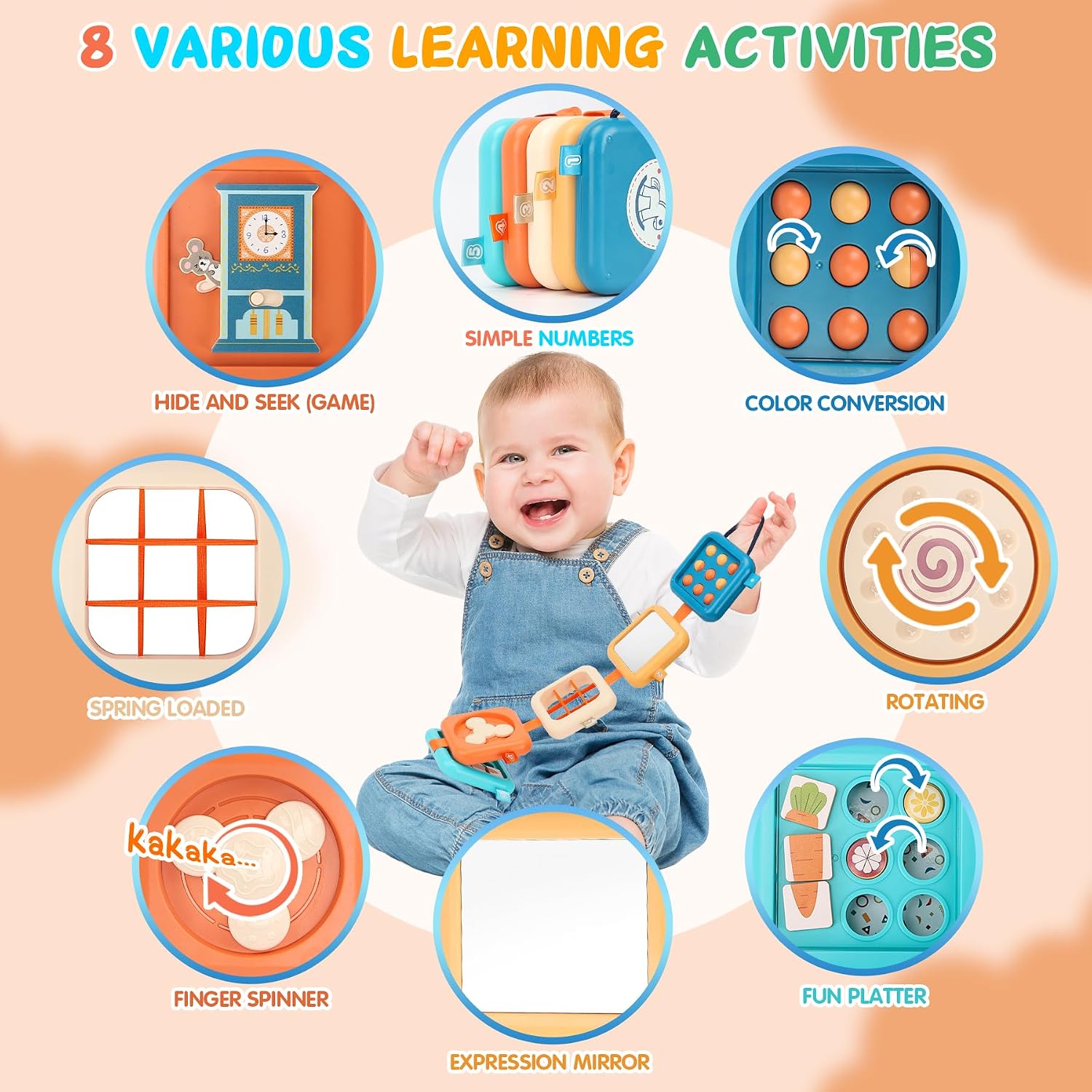 Busy Board for 1 Year Old, Travel Toys for Toddler 1-3 on Plane Car, Montessori Busy Board Busy Cube, Toys for 1 Year