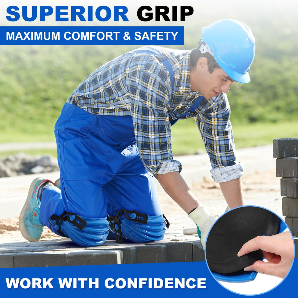 2 Pairs Heavy Duty Construction Knee Pads for Work, Blue