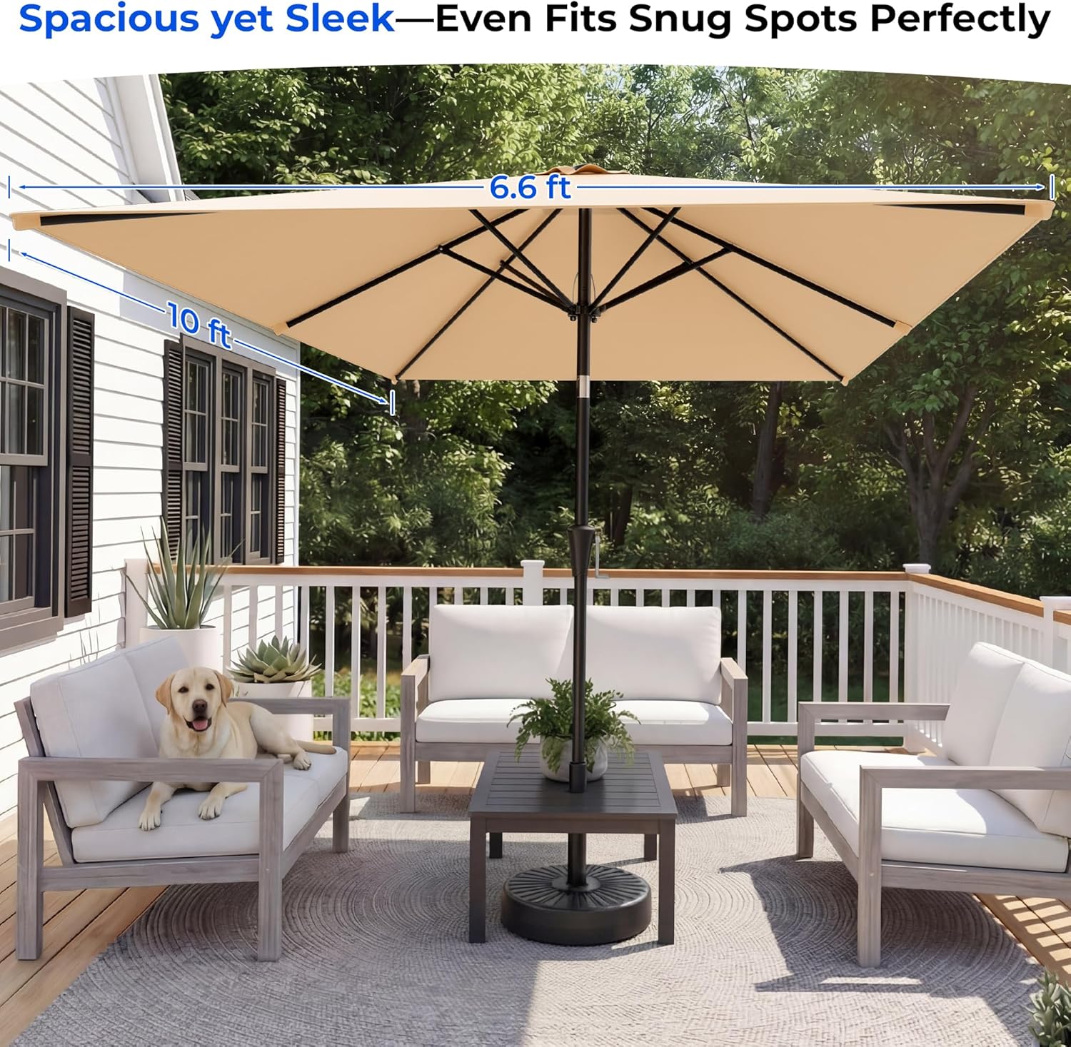 6.6 x 10 ft Rectangular Patio Umbrella Rectangle Umbrella Outdoor Patio, Large Outdoor Umbrellas for Patio Table with