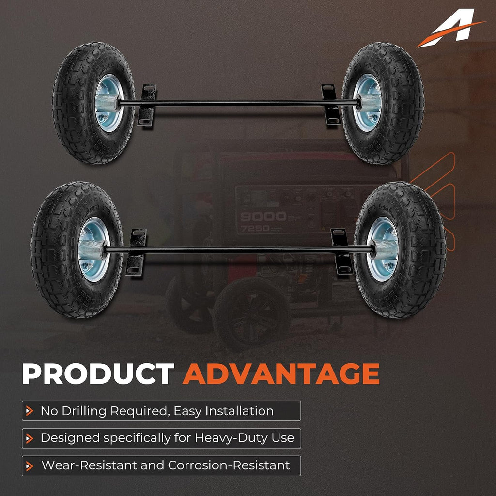 10-Inch Pneumatic Tires Generator Wheel Kit (4 PCS) Compatible with Harbor Freight Predator 6500 8750 9000 Watts