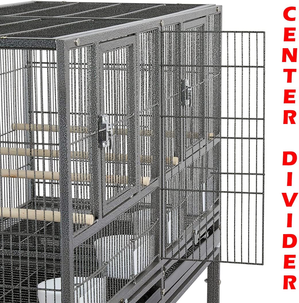 Sturdy Wrought Iron Single Stack Combo Breeding Stacker Center Divided Breeder Bird Flight Double Rolling Cage with