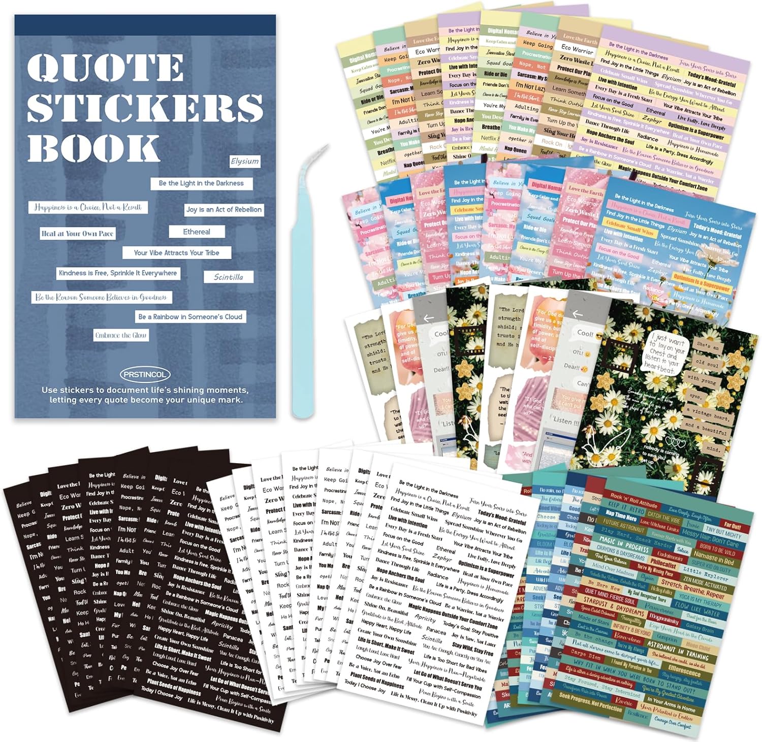 2346PCS Quote Stickers,48 Sheets Scrapbook Supplies Kit Word Stickers for Journaling, Card Making, Vision Board