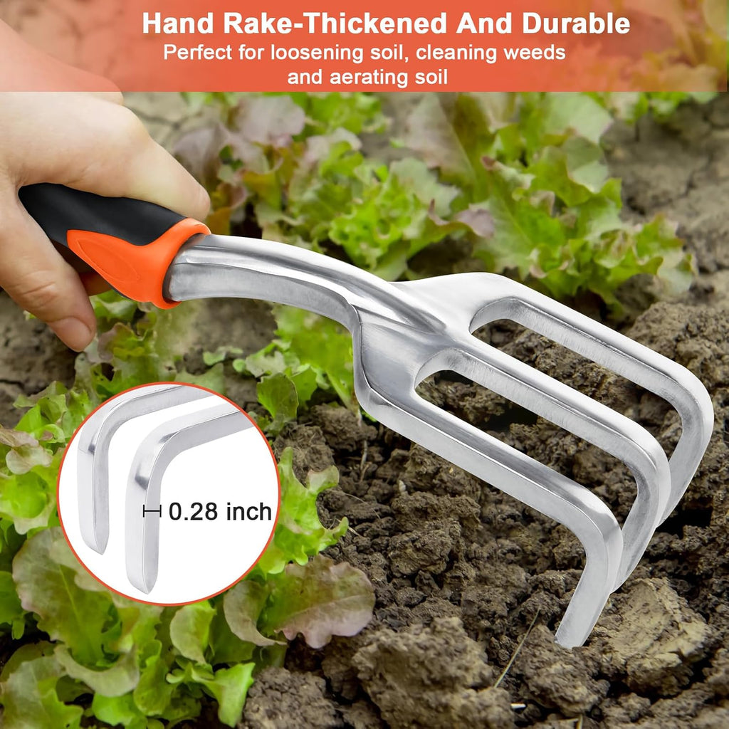 Garden Tools Set, 3 Pack Heavy Duty Gardening Tools Set Include Garden Shovel, Transplant Trowel and Hand Rake with