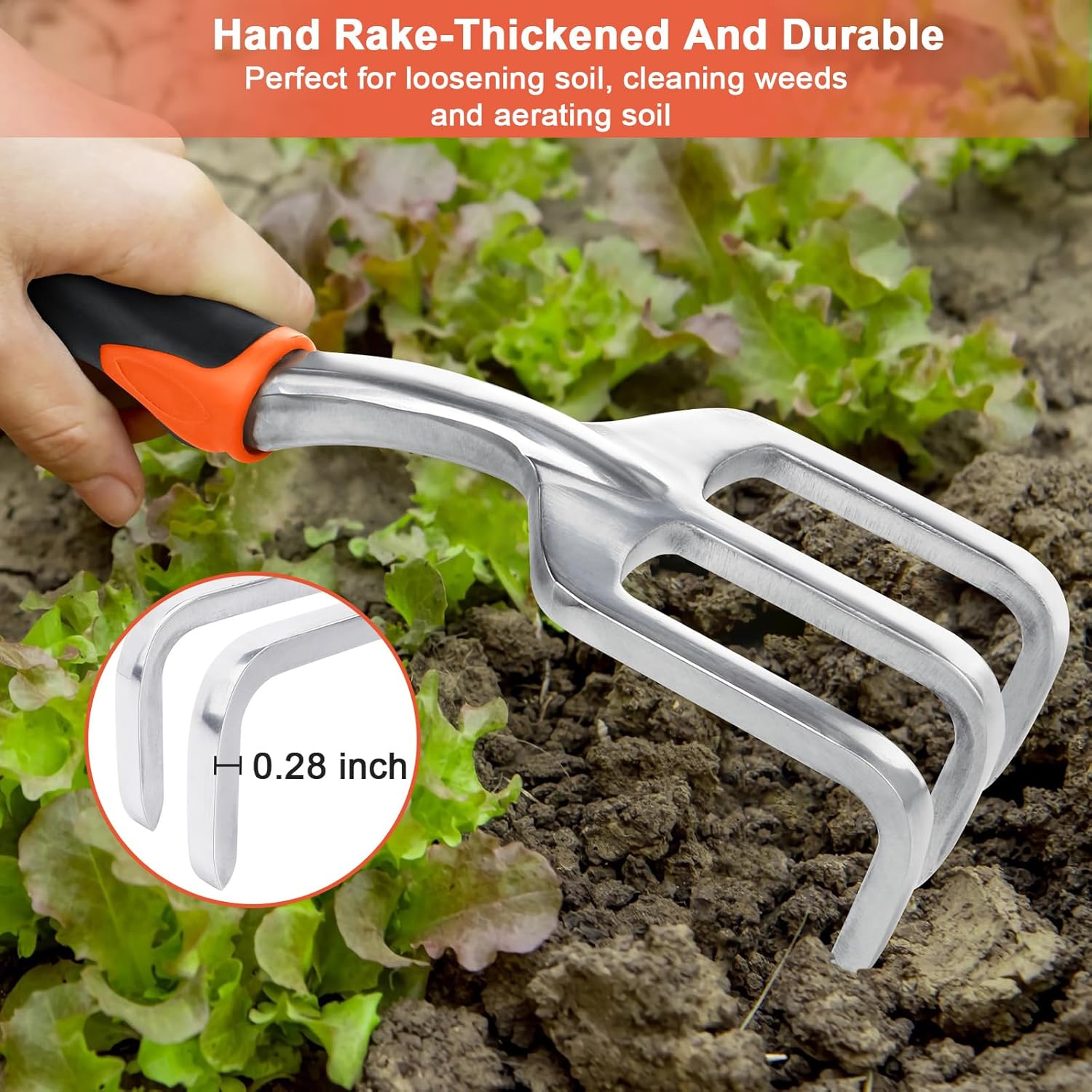 Garden Tools Set, 3 Pack Heavy Duty Gardening Tools Set Include Garden Shovel, Transplant Trowel and Hand Rake with
