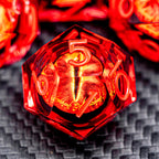 RPG Resin Dice Gazes Eye Dice Red Liquid Core Flaming RPG Sharp Edged Dice Set with Gift Box, Polyhedral RPG Dice