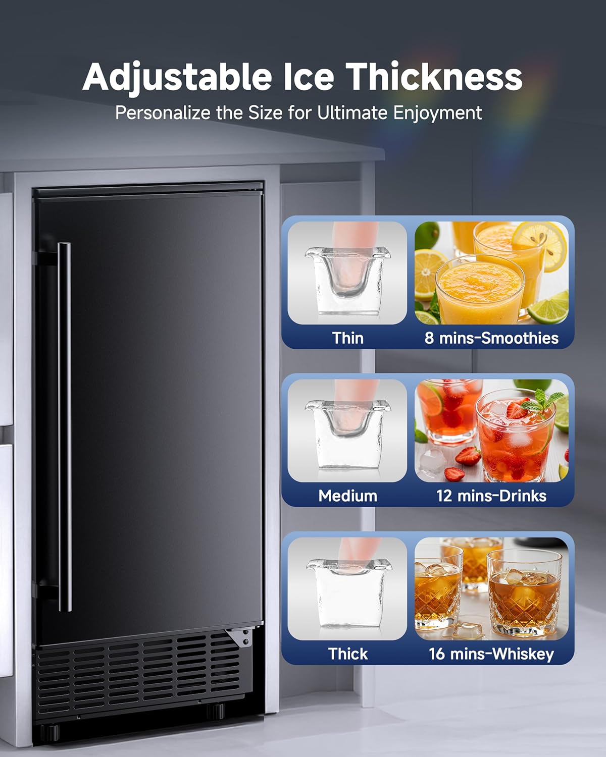 Commercial Ice Maker, 84 Lb/Day, 25 Lb Storage, Under Counter