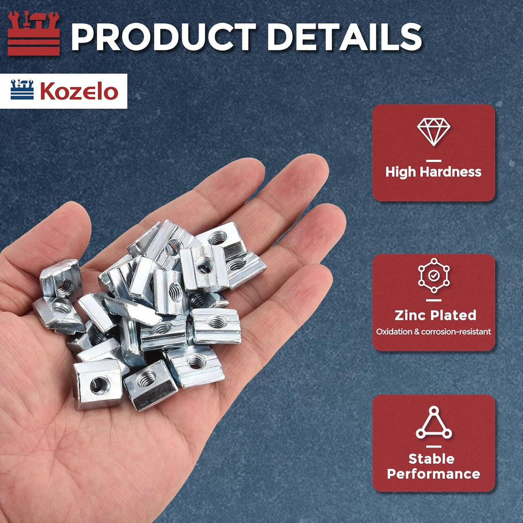 10Pcs Sliding t Nuts M10-1.5 4545 Series Hammer Nuts Blue White