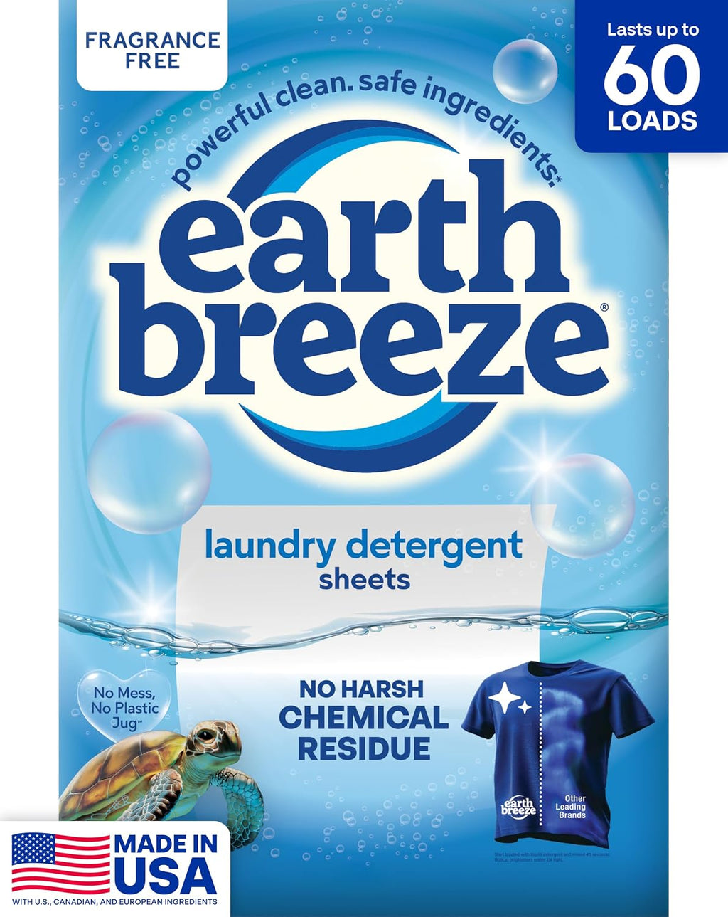 Laundry Detergent Sheets Fragrance-Free 60 Loads