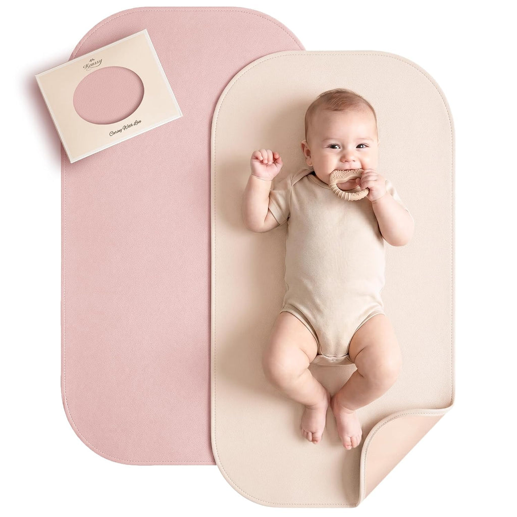 Faux Leather Baby Changing Mat, Waterproof, Wipeable & Portable Diaper Changing Pad for Travel or Home, Fits