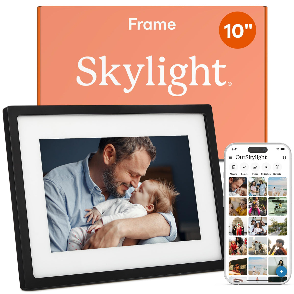 Digital Picture Frame, Load from Phone Capability, 10" Black