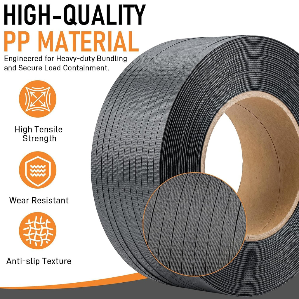 1/2"x7200' Polypropylene Strapping Coil, 0.031"Thick, 600lbs Break Strength