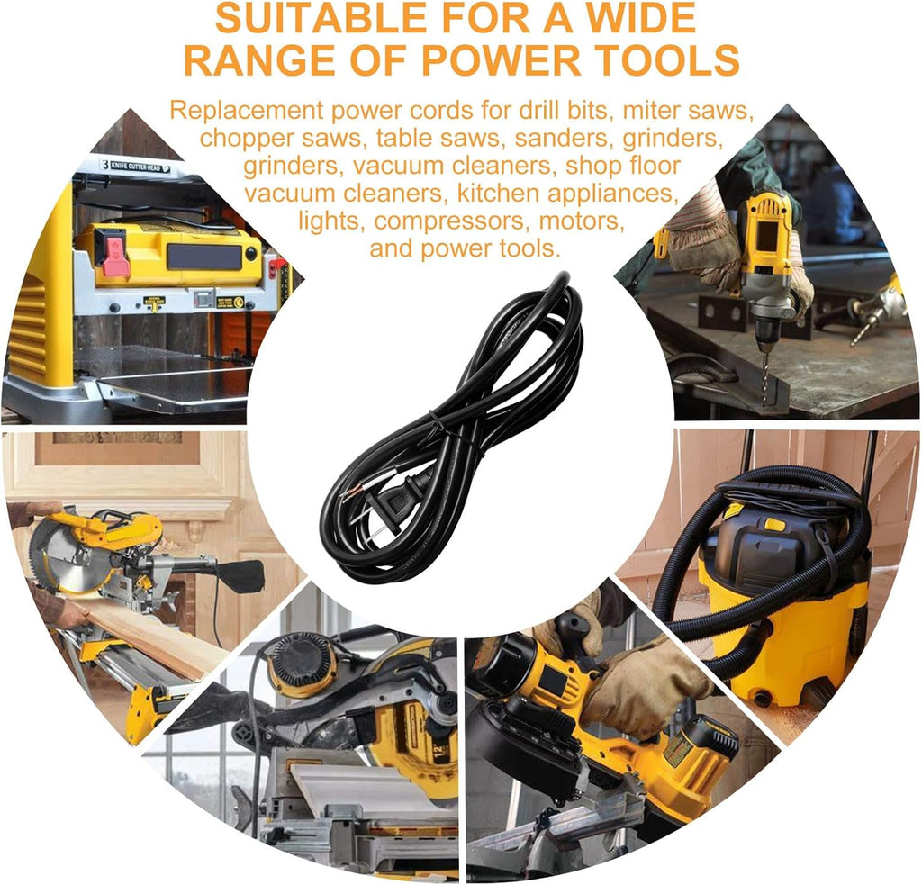 8FT 16/2 Power Cord Replacement for Drills, Sanders, Chop Saws, Grinders, Vacuums, Miter Saws, Appliances, Motors etc