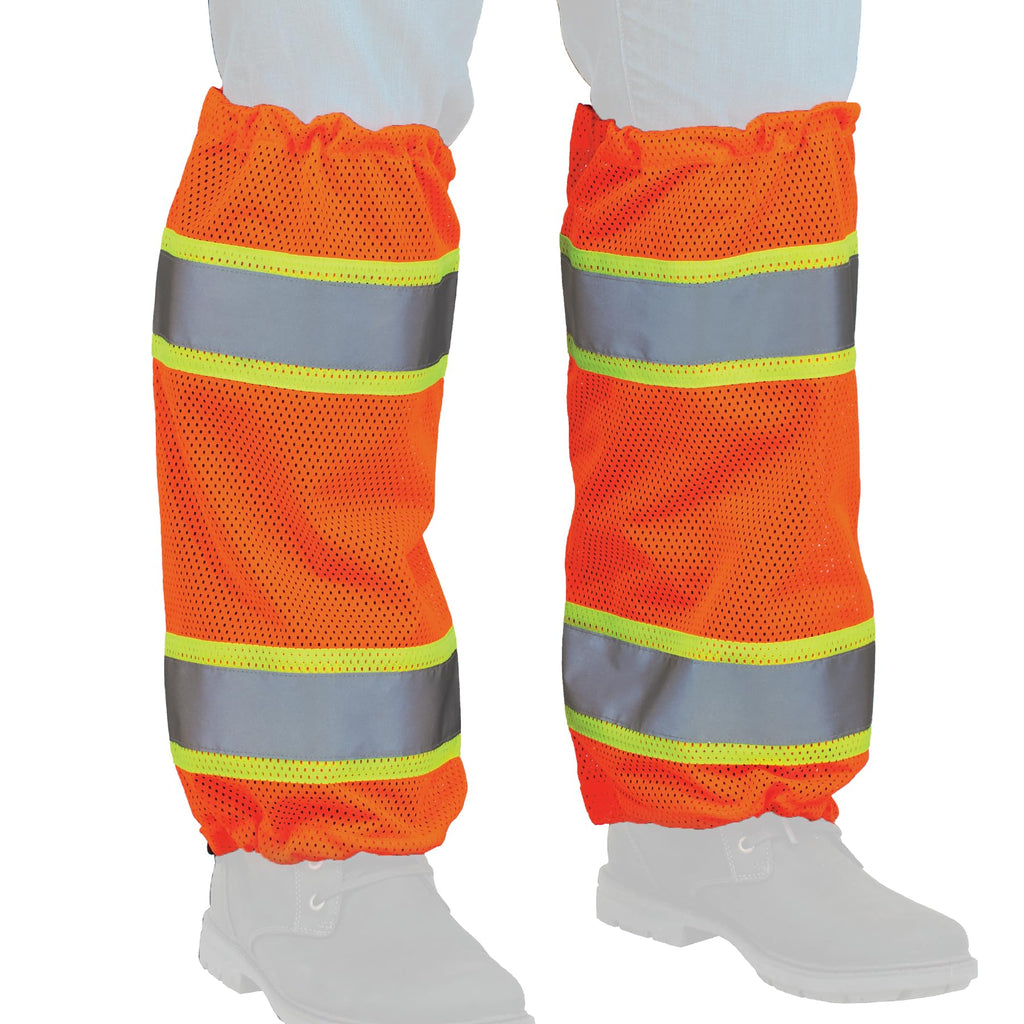 GloWear 8009 High Visibility Reflective Leg Gaiters, Two-Tone Mesh, Class E, 1- Pair , Orange