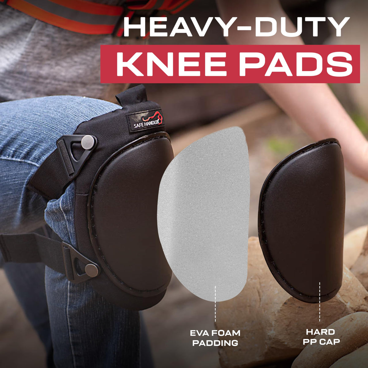 Professional Knee Pads with High Density Hard PP Cap