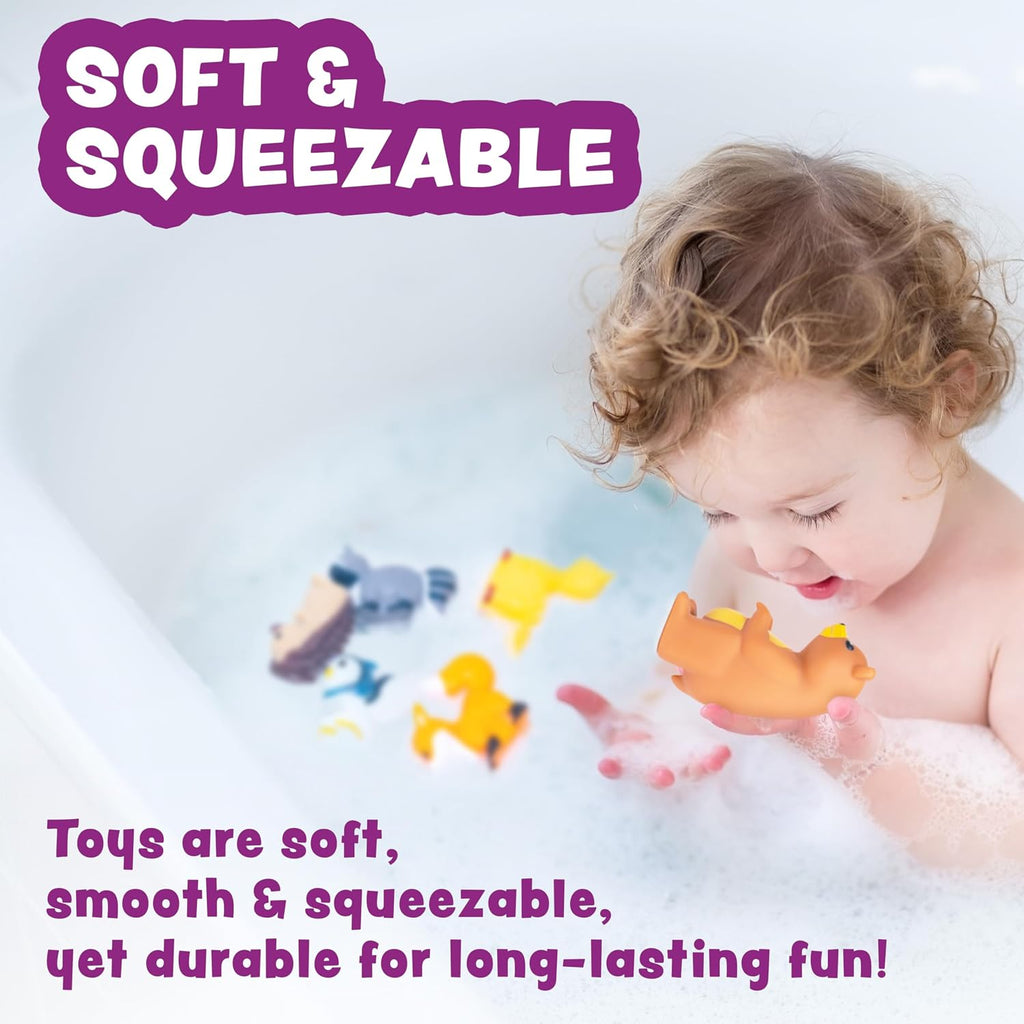 Woodland Animals Watertight Baby Bath Toys, 6 Pack | Sealed, No Hole Bath Toys Design Keeps Moisture Out | Soft
