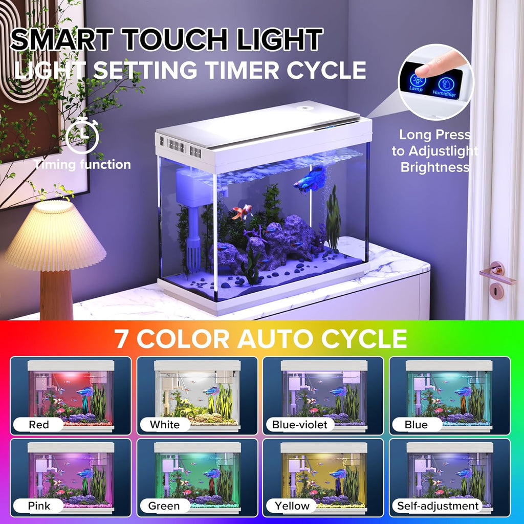 Betta Fish Tank 2.4 Gallon HD Glass Aquarium Starter Kits