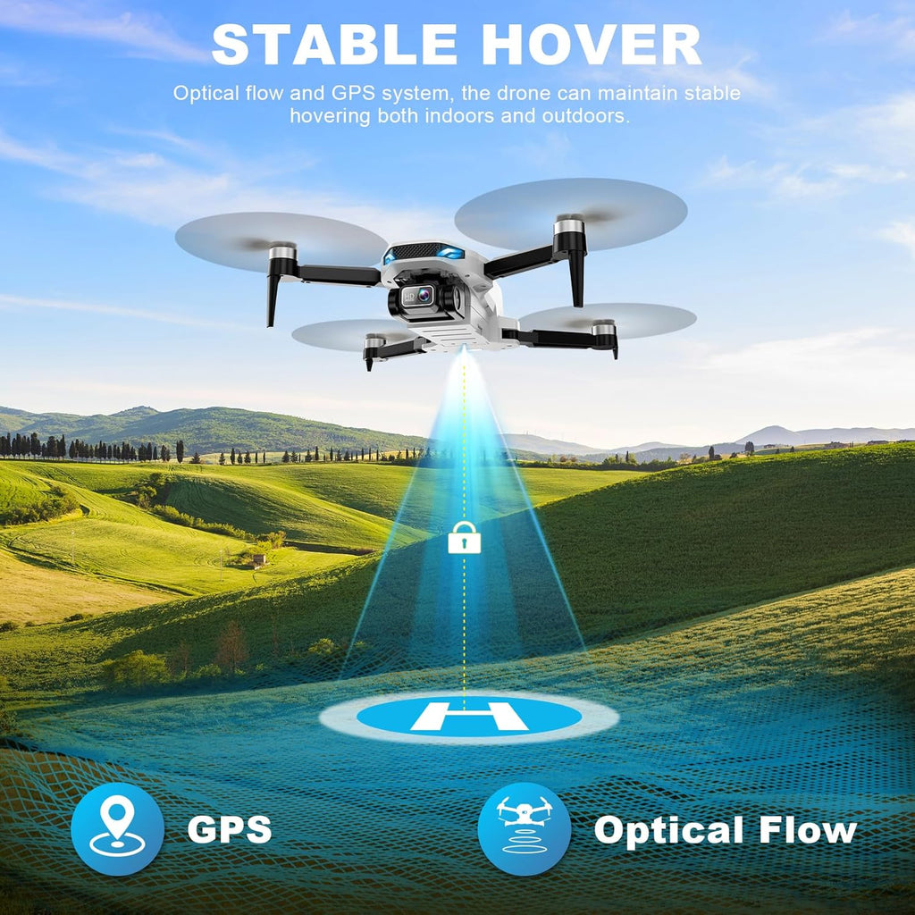 GPS Drone with Camera for Adults, 2K HD GPS Drones with Auto Return, Follow Me, Circle Fly, Waypoint Fly, Optical