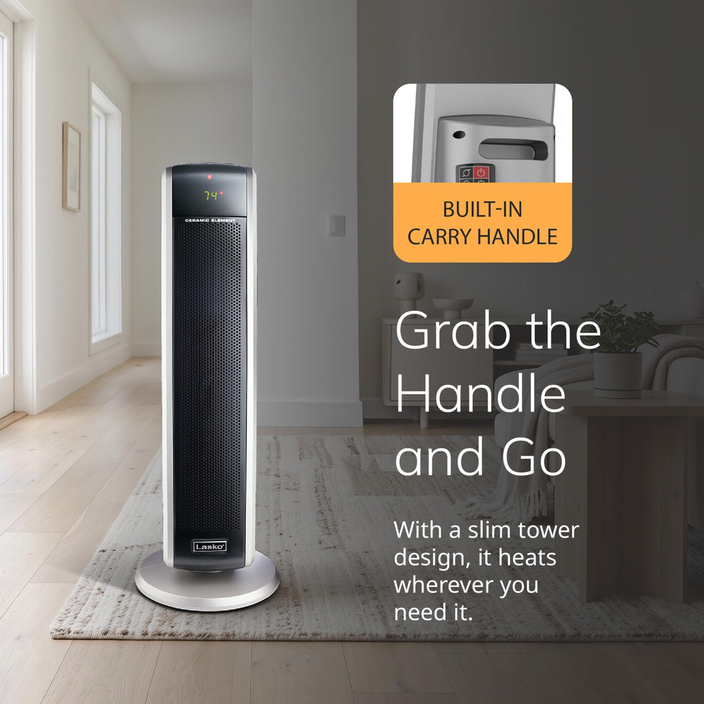 29" Ceramic Tower Space Heater with Remote Control - Black - 5586