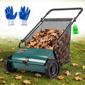 26" Push Lawn Sweeper with 8 Cuft Hopper Bag,Adjustable Brush Height, Green