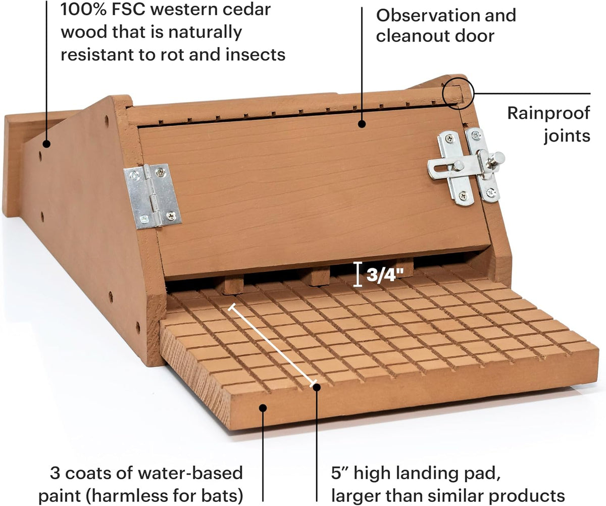 4-Compartment Bat House - A Premium Cedar Bat Box that is Built to Last - Enjoy a Healthier Yard with Fewer Mosquitos