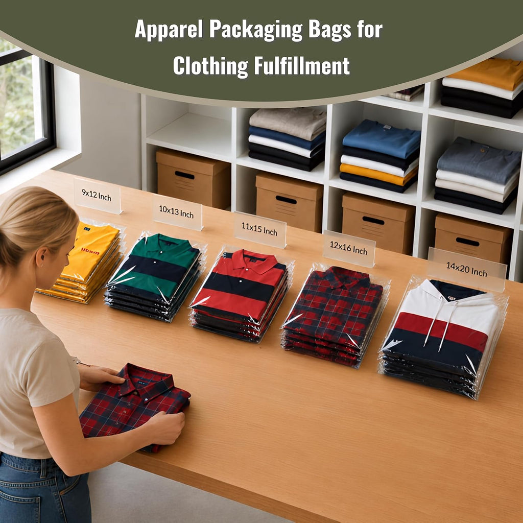 100 CT 12x16 Self Sealing Plastic Bags for Clothes, Shirts, Sweaters