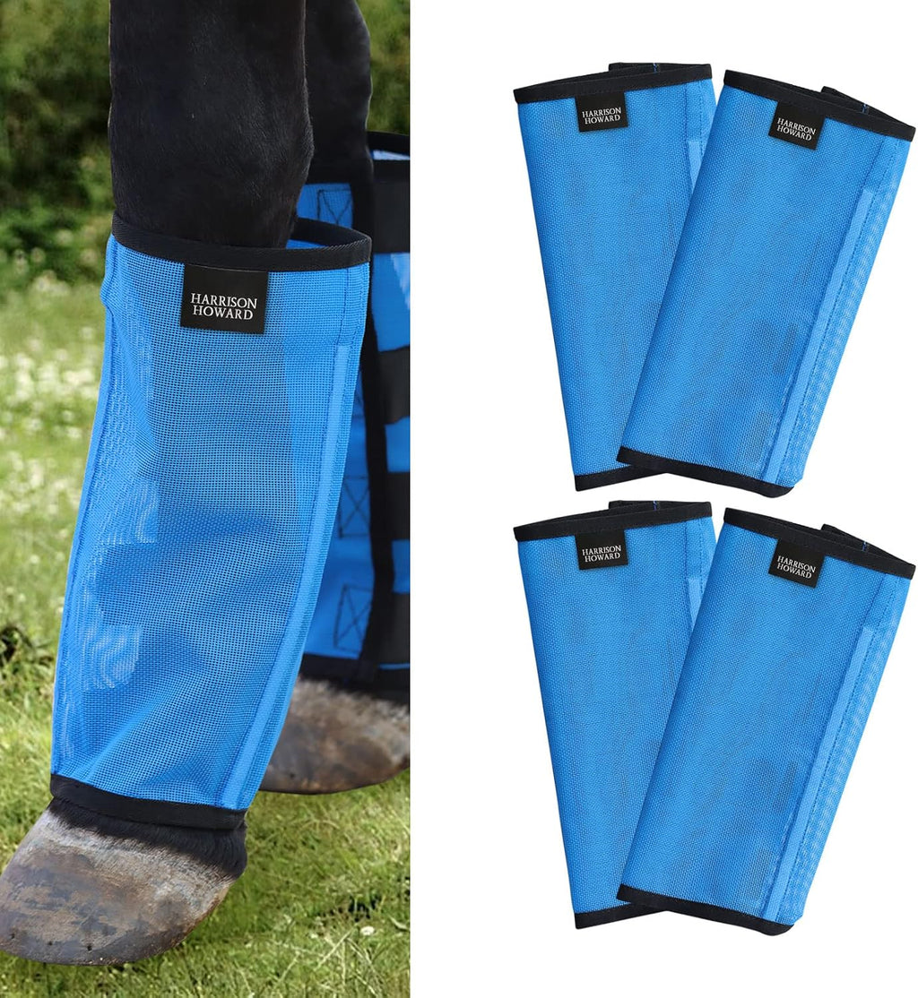Loose Fitting Fly Boots UV-Protective Extra Tough Mesh Ventilated Four Fasteners Stay-on Design Protect Horse Legs &