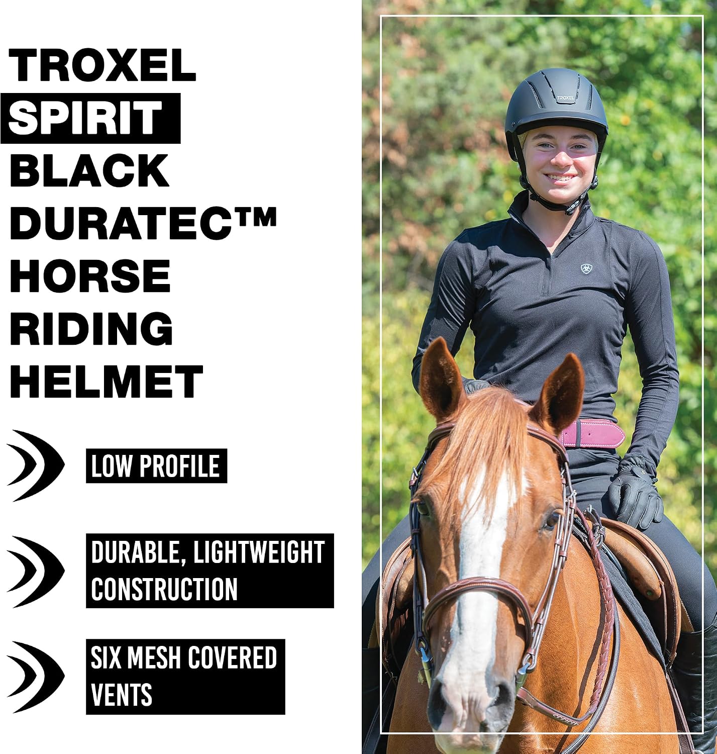 Spirit Duratec Full Coverage Horse Riding Helmet, Adjustable Fit