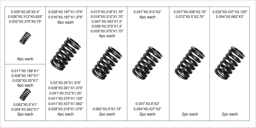 114pc Black Oxide Finish Compression Spring Assortment