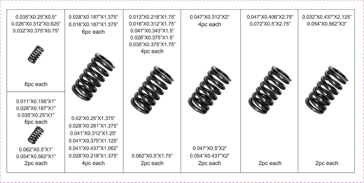 114pc Black Oxide Finish Compression Spring Assortment