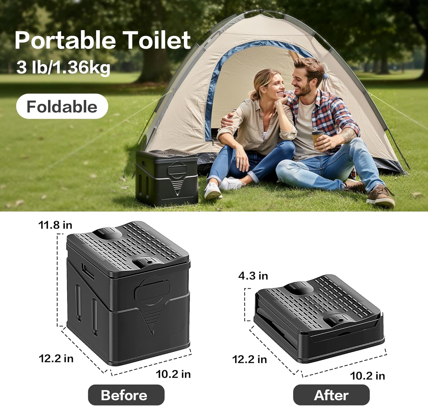 Portable Toilet,Camping Toilet Have Small Foldable Size. It is Compact Portable Toilet for Adults and Children.