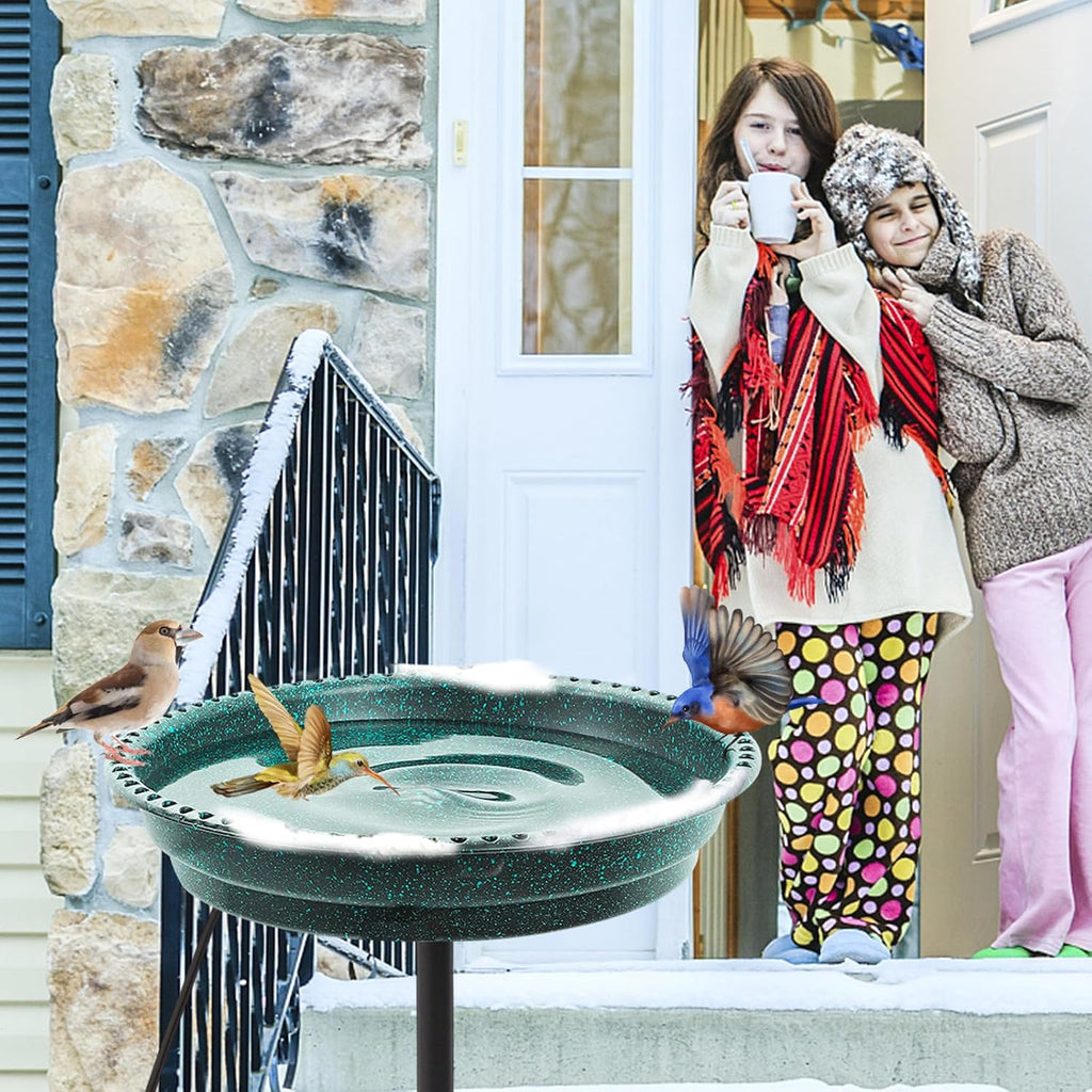 Heated Bird Bath for Outdoors for Winter, 75W Bird Bath Water Heater Bird Bath Deicer,Deep Bowl Thermostatic Control