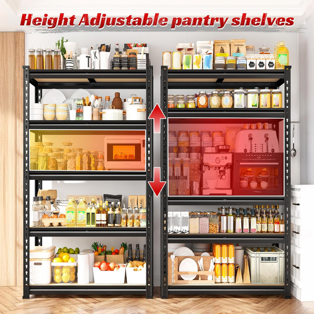 Set of 2 Storage Shelves,5 Tier Garage Shelving Heavy Duty,2000LBS Adjustable Metal Shelf for Commercial