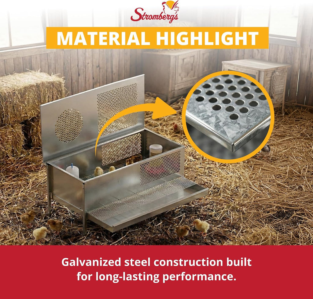 Stand Up Chick Brooder, Elevated Chicken Brooder Pen with Lamp Stand, Removable Tray, Wire Floor, Ventilated Steel