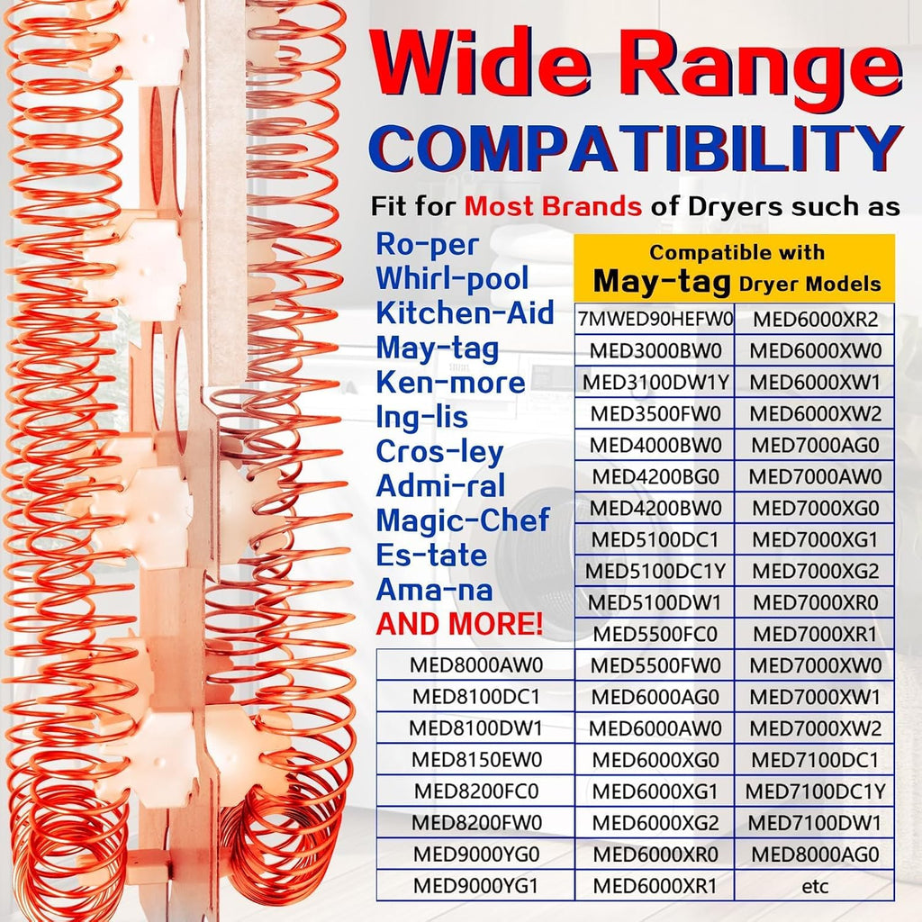 WED8300SW0 WED7800XW0 Dryer Heating Element Fit for Whirl-pool WED85HEFW0
