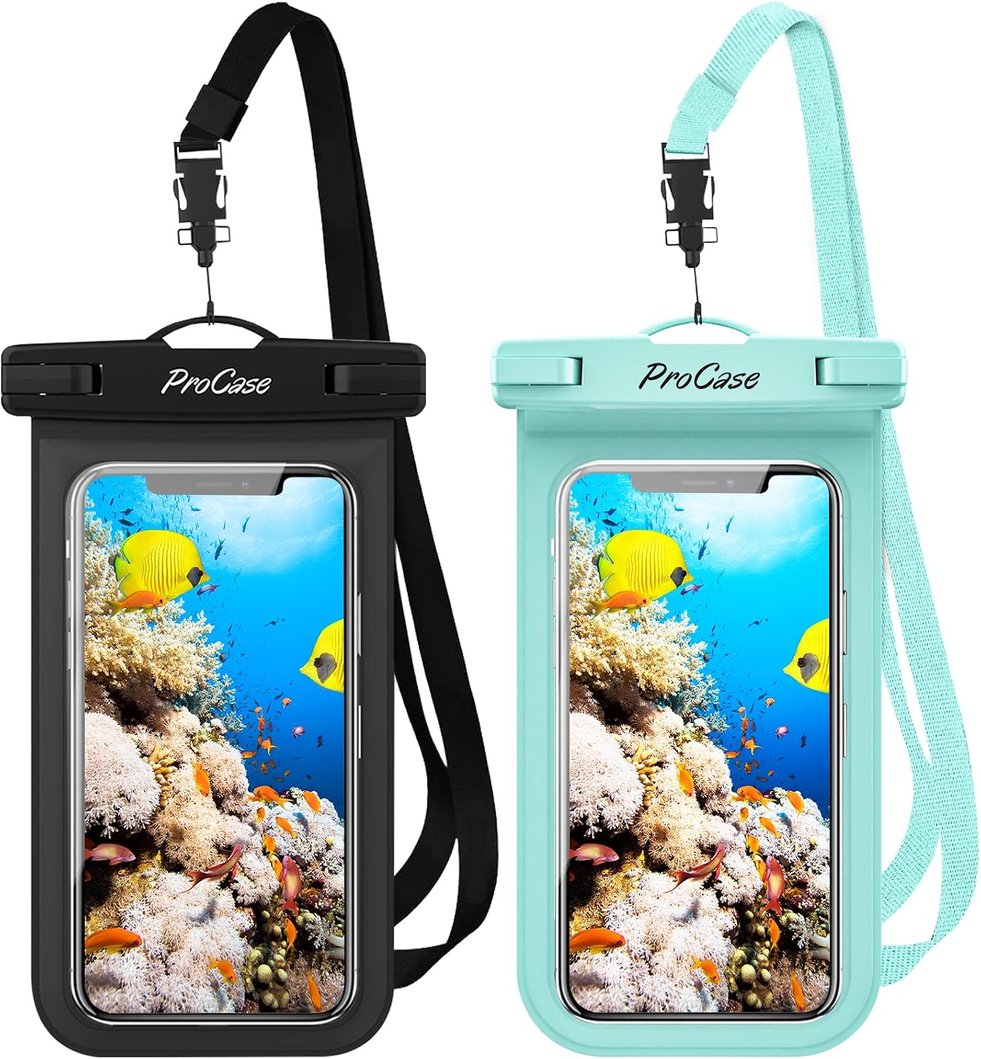 2 Pack Waterproof Phone Pouch Case, 7" Universal Underwater Cellphone Dry Bag for iPhone 17 Air 16 15 14 13 Pro Plus