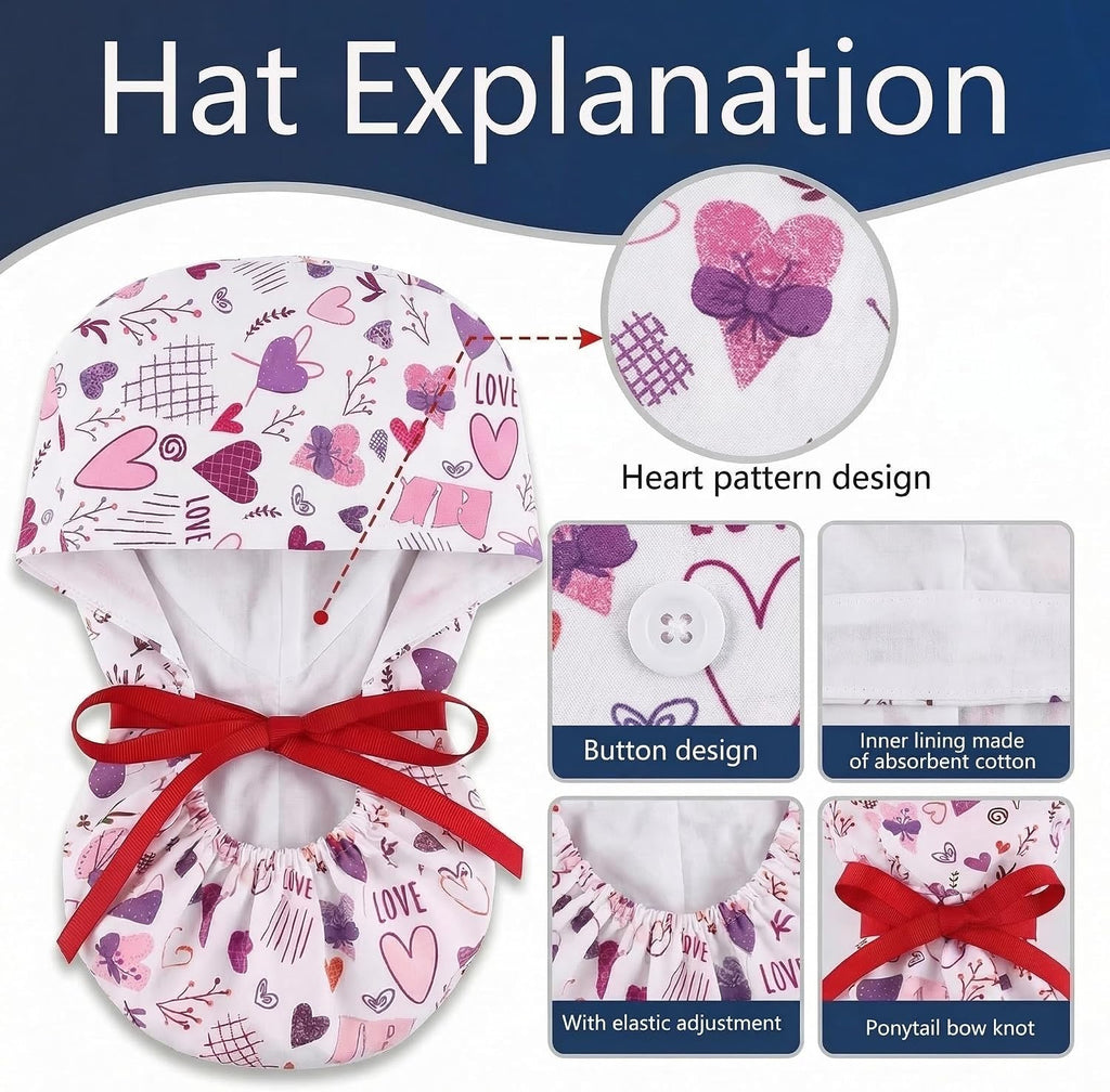 Scrub Caps for Women Nursing Hats with Buttons Adjustable Scrub Hats for Dentist Hats with Sweatband Adjustable