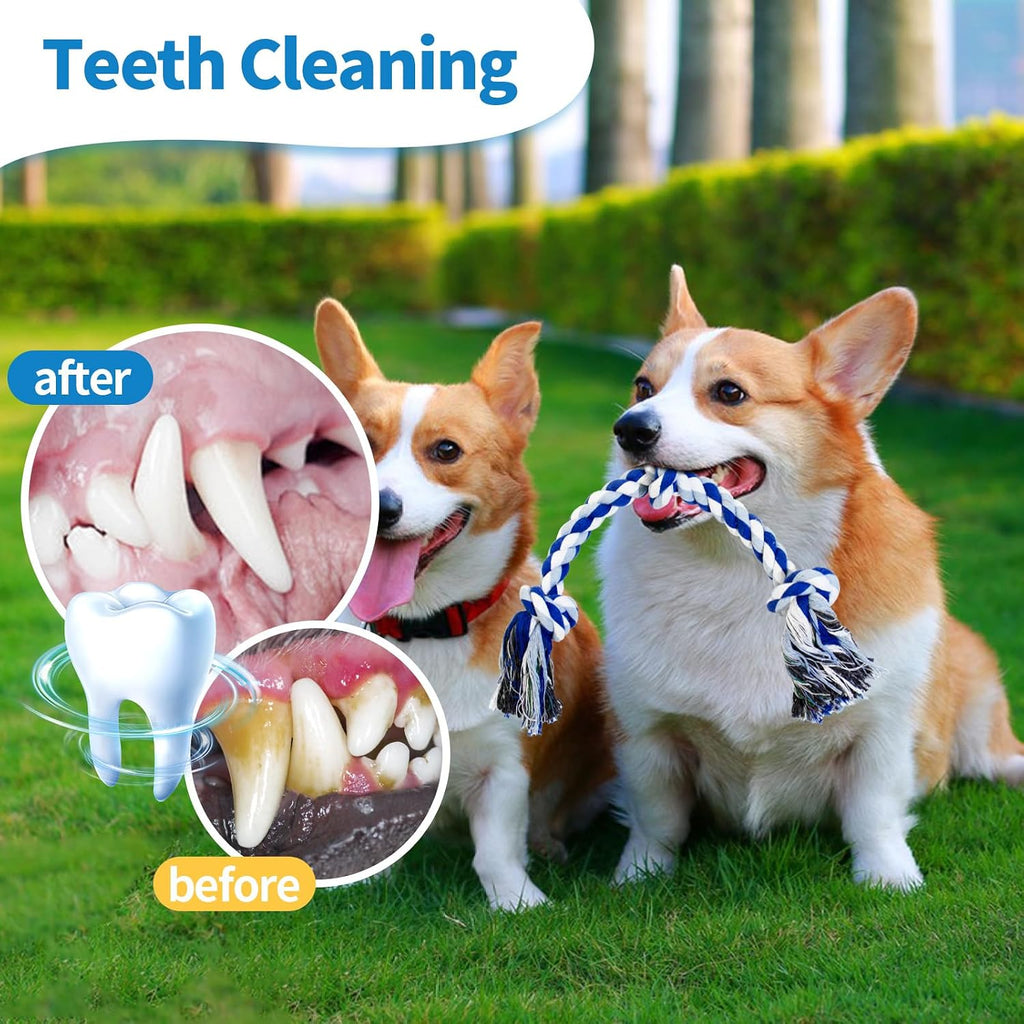 [2 Pack] Dog Rope Toys, Dog Chew Toy for Medium and Small Dogs, 3 Knots Heavy Duty Puppy Rope Toy, 100% Cotton Tug of
