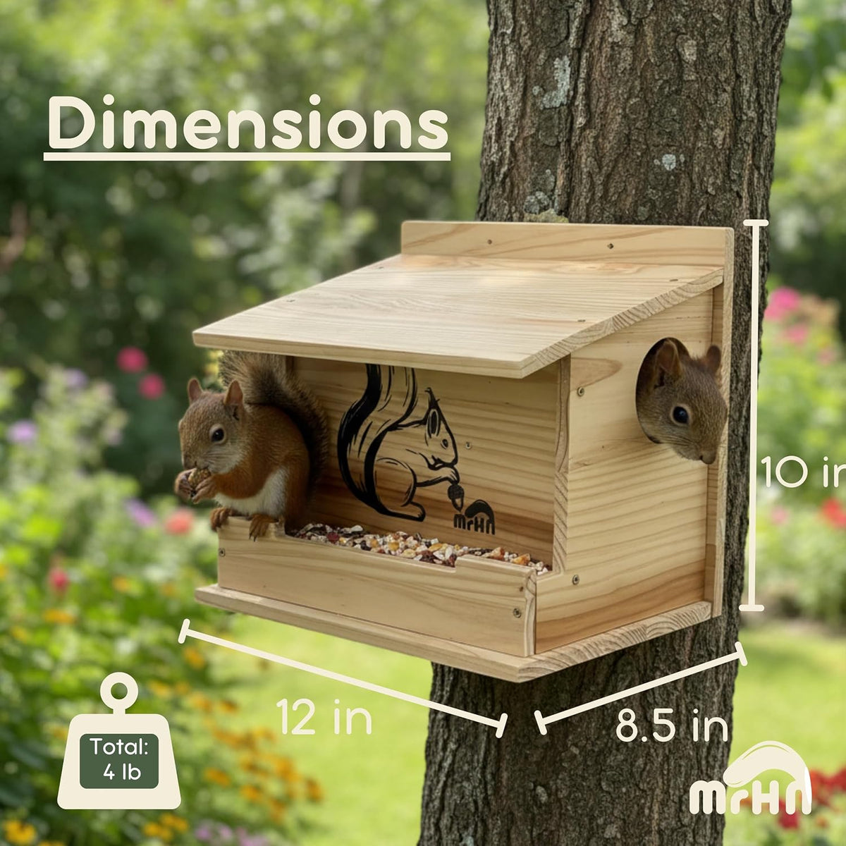 Squirrel House - 2in1 Front Feeder Squirrel Houses for Outside Nesting