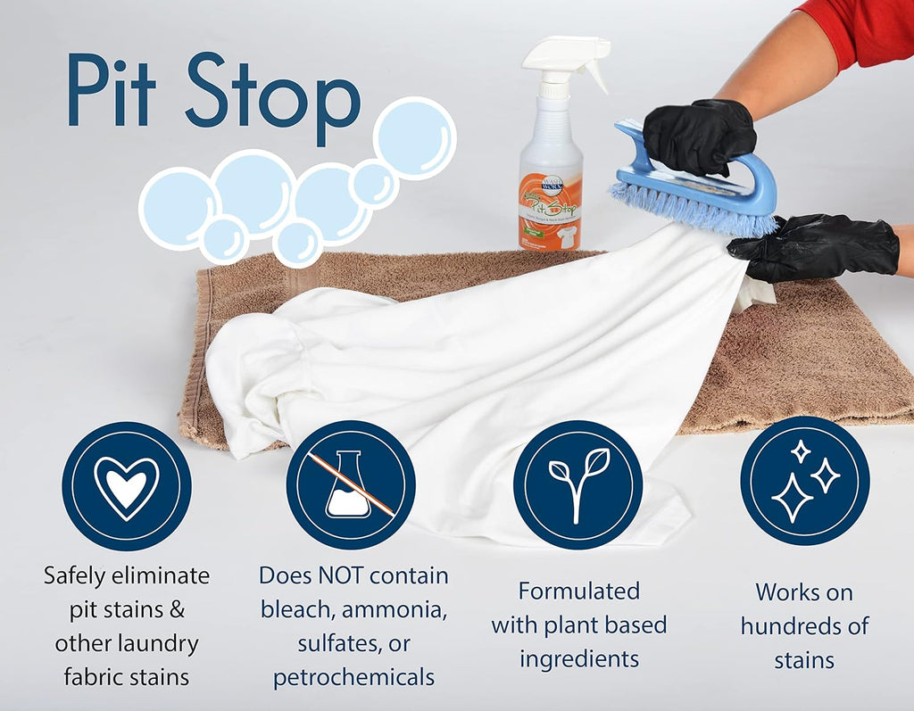 Pit Stop, Sweat Stain & Deodorant (Antiperspirant) Armpit Stain Remover, Multi-stain formulation, 16oz.