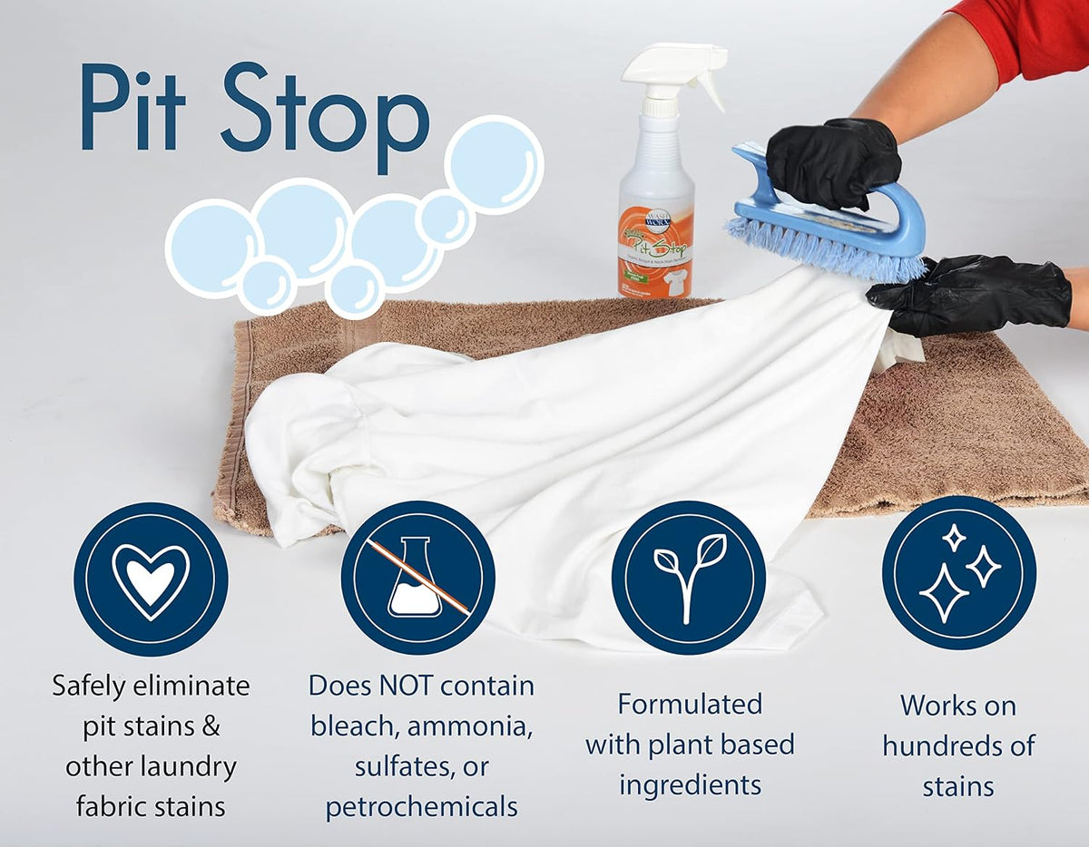 Pit Stop, Sweat Stain & Deodorant (Antiperspirant) Armpit Stain Remover, Multi-stain formulation, 16oz.