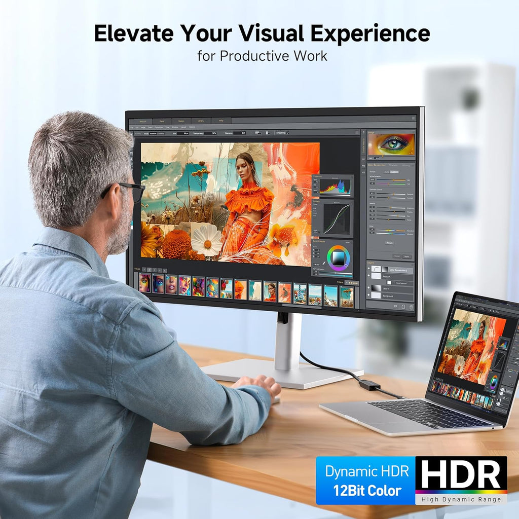 Active 8K Mini DisplayPort 1.4 to HDMI 2.1 Adapter, Black | 8K@60Hz / 4K@240Hz, Unidirectional Mini DisplayPort to