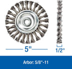 Mercer Industries 186540-5" x 1/2" x 5/8"-11 Knot Wire Wheel, .020 Carbon Steel Wire