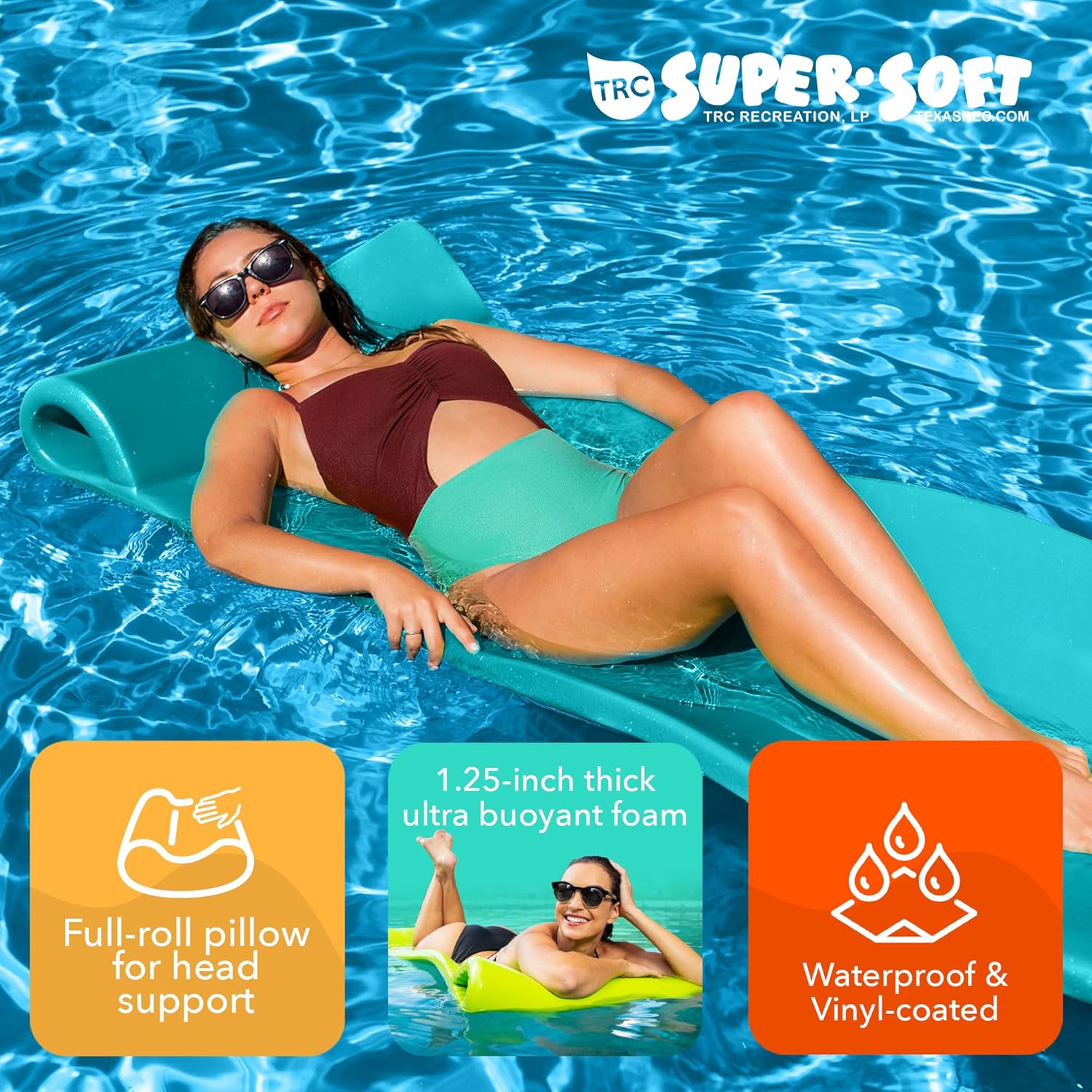 Foam Swimming Pool Float, Floating Water Lounger, Splash 1.25”