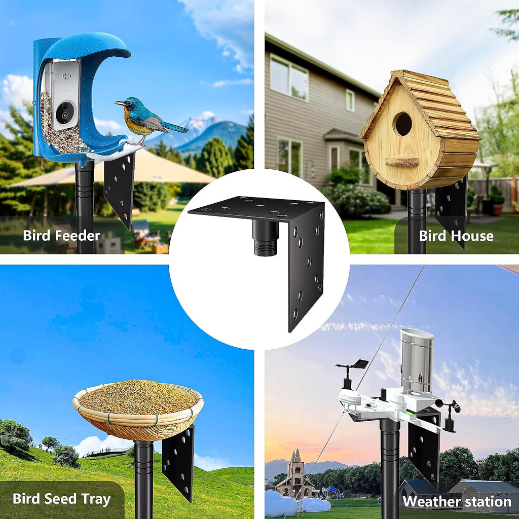 Bird Feeder Pole Stand,95 Inch House Pole for Outdoors Weather Station,Heavy Duty Metal Mount Kit Adjustable